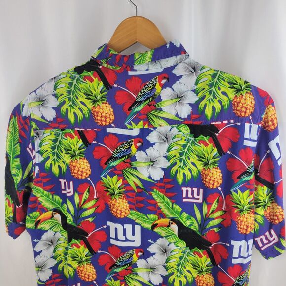 Mens NY New York Giants Hawaiian Tropical Button Down Shirt G Men Extra Large XL - Picture 3 of 6